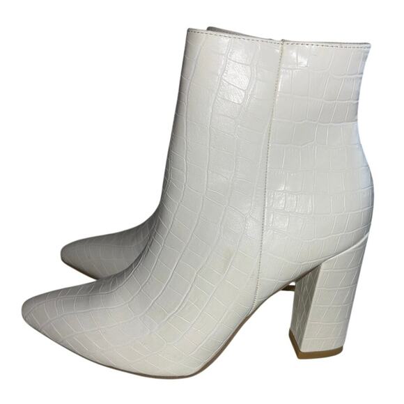 NWOT White Crocodile Pattern Faux Leather High Heel Ankle Boots EU 39 / US 8.5 - Picture 4 of 12